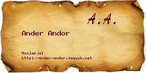 Ander Andor névjegykártya